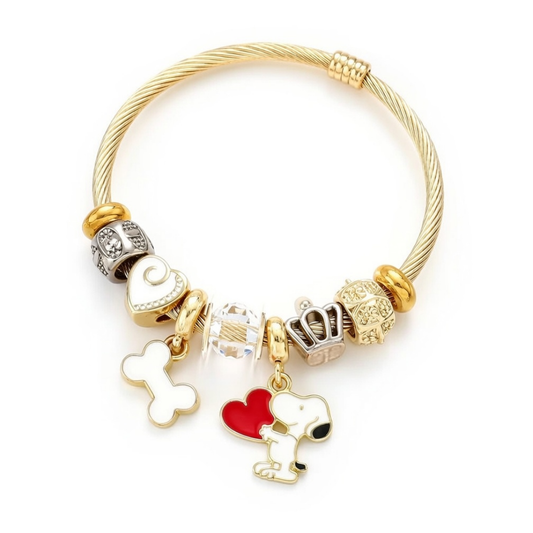 Pulsera Dulce Charm de Acero Inoxidable con Cuentas y Colgantes